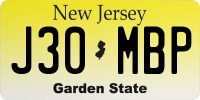 NJ license plate J30MBP