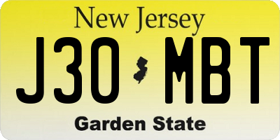 NJ license plate J30MBT