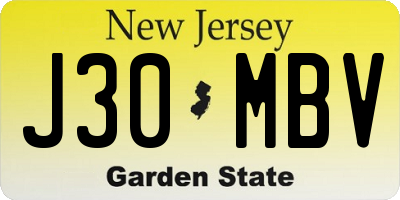 NJ license plate J30MBV