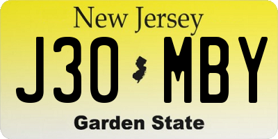 NJ license plate J30MBY