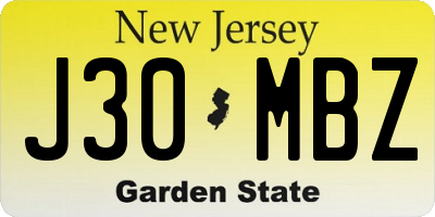 NJ license plate J30MBZ