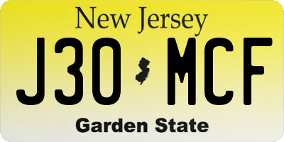 NJ license plate J30MCF