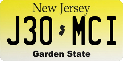 NJ license plate J30MCI
