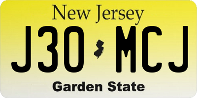 NJ license plate J30MCJ