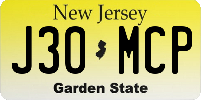 NJ license plate J30MCP