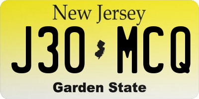 NJ license plate J30MCQ