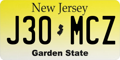 NJ license plate J30MCZ