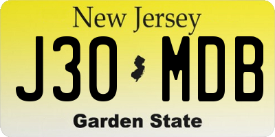 NJ license plate J30MDB