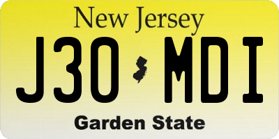 NJ license plate J30MDI