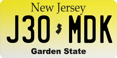 NJ license plate J30MDK