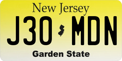NJ license plate J30MDN