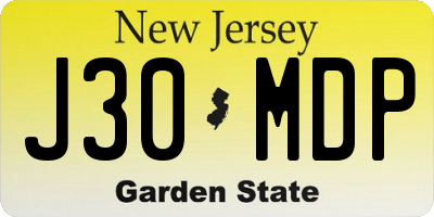 NJ license plate J30MDP