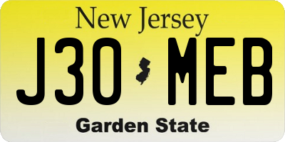 NJ license plate J30MEB