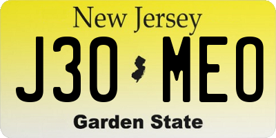 NJ license plate J30MEO
