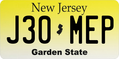 NJ license plate J30MEP