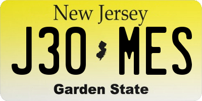 NJ license plate J30MES