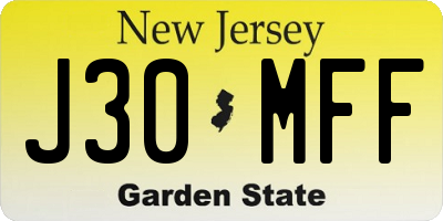 NJ license plate J30MFF