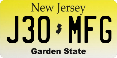 NJ license plate J30MFG