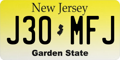 NJ license plate J30MFJ