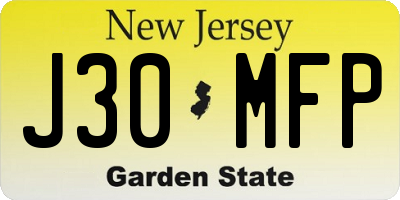 NJ license plate J30MFP