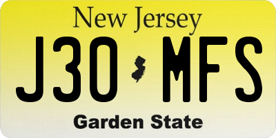 NJ license plate J30MFS