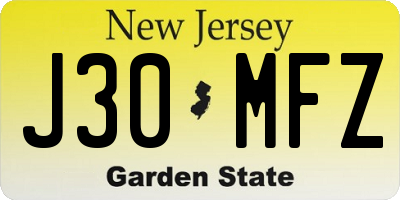 NJ license plate J30MFZ