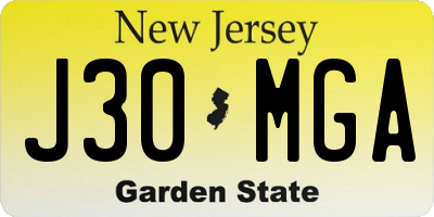 NJ license plate J30MGA