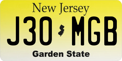 NJ license plate J30MGB