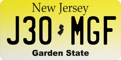 NJ license plate J30MGF