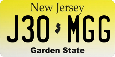 NJ license plate J30MGG