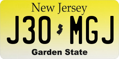 NJ license plate J30MGJ