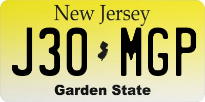 NJ license plate J30MGP