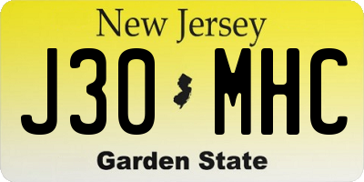 NJ license plate J30MHC