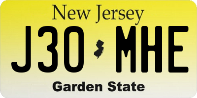 NJ license plate J30MHE