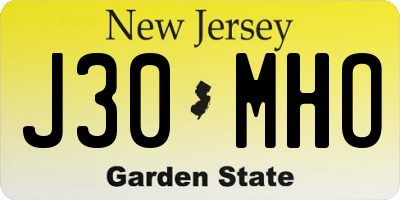 NJ license plate J30MHO