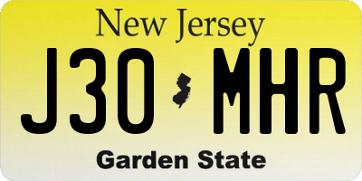 NJ license plate J30MHR