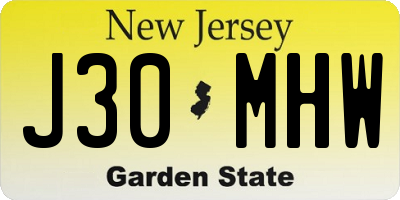 NJ license plate J30MHW