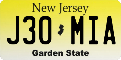 NJ license plate J30MIA
