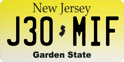 NJ license plate J30MIF