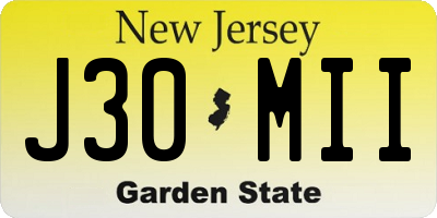 NJ license plate J30MII