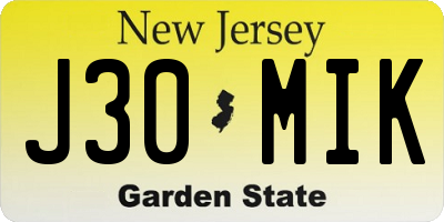 NJ license plate J30MIK