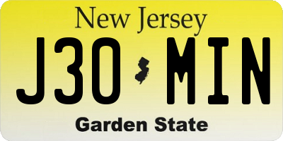 NJ license plate J30MIN