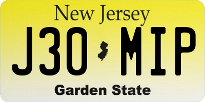 NJ license plate J30MIP