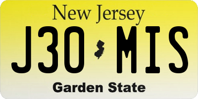 NJ license plate J30MIS