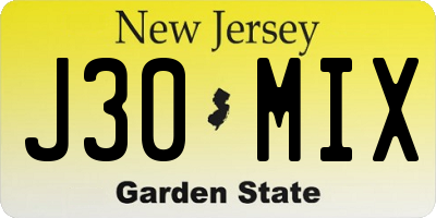 NJ license plate J30MIX