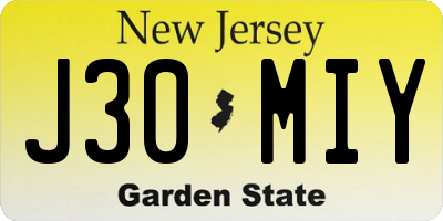 NJ license plate J30MIY