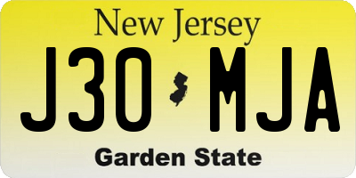 NJ license plate J30MJA
