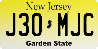 NJ license plate J30MJC