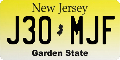 NJ license plate J30MJF