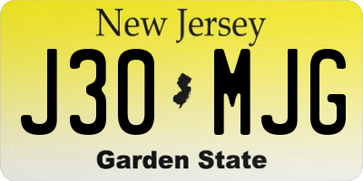 NJ license plate J30MJG